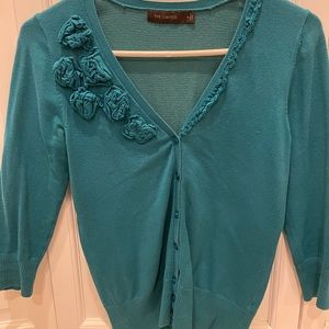 The Limited teal cardigan,3/4 sleeve